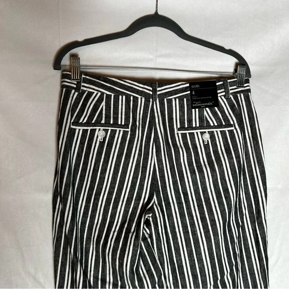 NWOT Banana Republic Factory Avery Linen Cotton Mid Rise Straight Ankle Pant 4